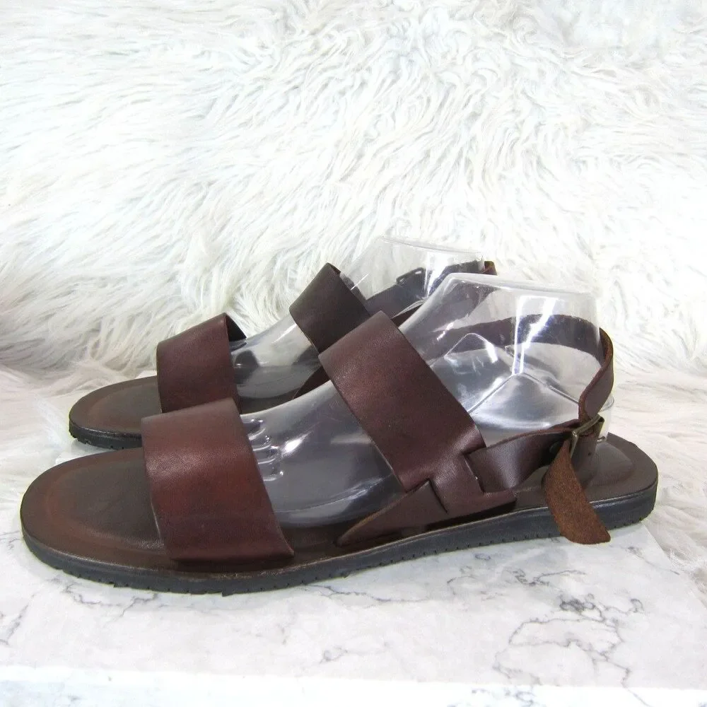 Mercanti Fiorentini Double Strap Leather Sandals Men's Size 11 M Brown Italy